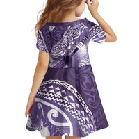 Personalised New Zealand Aotearoa Darts Masters Family Matching Off Shoulder Maxi Dress and Hawaiian Shirt Maori Art Tattoo with Tribal Dart Symbol Purple LT03 - Polynesian Pride