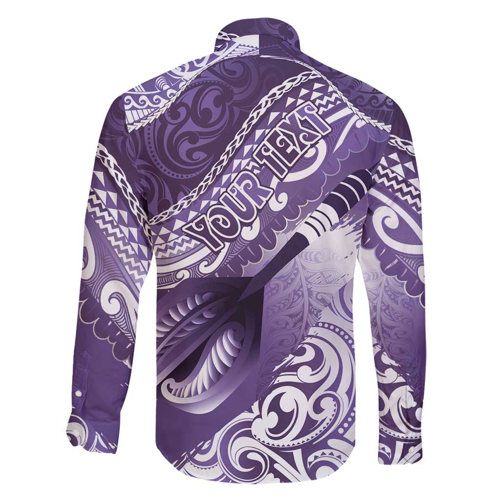 Personalised New Zealand Aotearoa Darts Masters Family Matching Off Shoulder Maxi Dress and Hawaiian Shirt Maori Art Tattoo with Tribal Dart Symbol Purple LT03 - Polynesian Pride