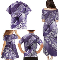 Personalised New Zealand Aotearoa Darts Masters Family Matching Puletasi and Hawaiian Shirt Maori Art Tattoo with Tribal Dart Symbol Purple LT03 - Polynesian Pride