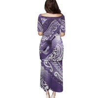 Personalised New Zealand Aotearoa Darts Masters Family Matching Puletasi and Hawaiian Shirt Maori Art Tattoo with Tribal Dart Symbol Purple LT03 - Polynesian Pride