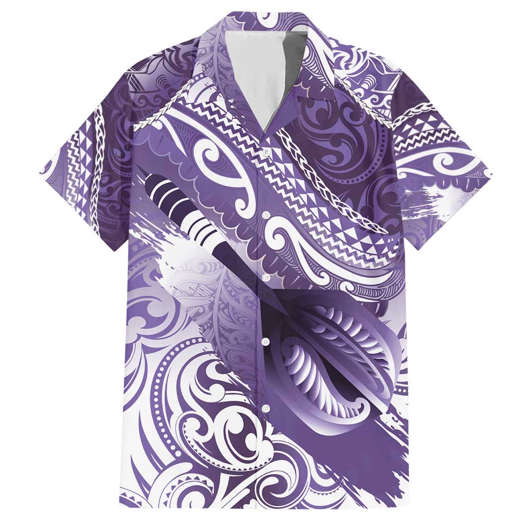 Personalised New Zealand Aotearoa Darts Masters Family Matching Short Sleeve Bodycon Dress and Hawaiian Shirt Maori Art Tattoo with Tribal Dart Symbol Purple LT03 Dad's Shirt - Short Sleeve Purple - Polynesian Pride