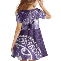 Personalised New Zealand Aotearoa Darts Masters Family Matching Tank Maxi Dress and Hawaiian Shirt Maori Art Tattoo with Tribal Dart Symbol Purple LT03 - Polynesian Pride