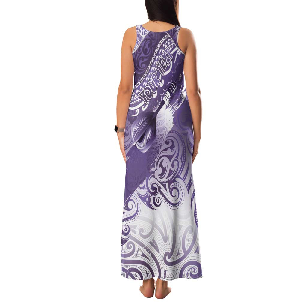 Personalised New Zealand Aotearoa Darts Masters Family Matching Tank Maxi Dress and Hawaiian Shirt Maori Art Tattoo with Tribal Dart Symbol Purple LT03 - Polynesian Pride