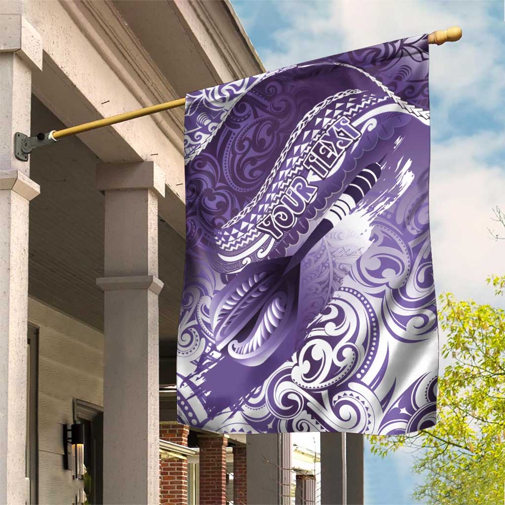 Personalised New Zealand Aotearoa Darts Masters Garden Flag Maori Art Tattoo with Tribal Dart Symbol Purple LT03 House Flag Purple - Polynesian Pride