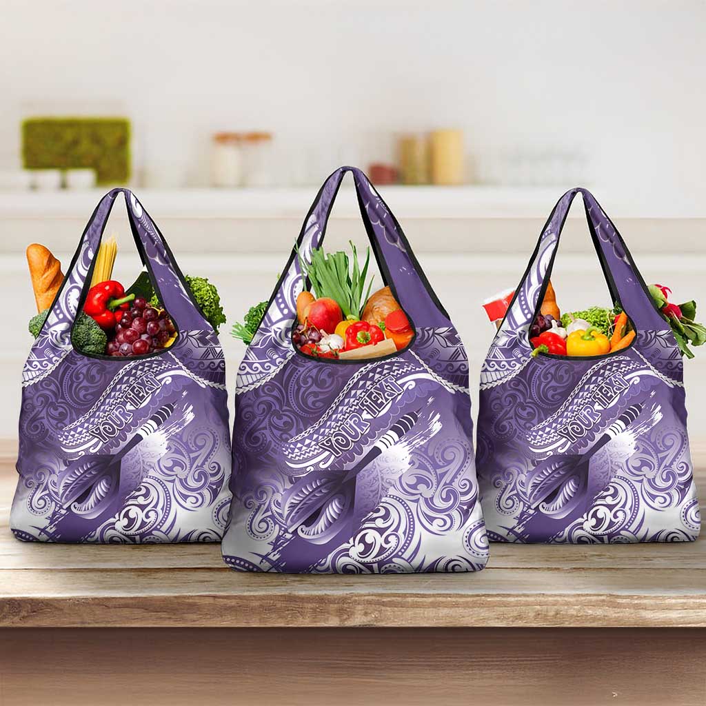 Personalised New Zealand Aotearoa Darts Masters Grocery Bag Maori Art Tattoo with Tribal Dart Symbol Purple LT03 3-pack One Size Purple - Polynesian Pride