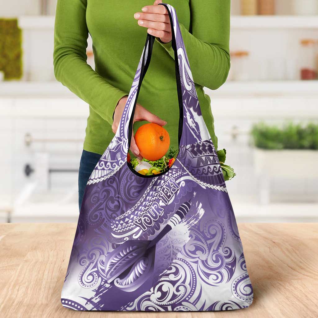 Personalised New Zealand Aotearoa Darts Masters Grocery Bag Maori Art Tattoo with Tribal Dart Symbol Purple LT03 - Polynesian Pride