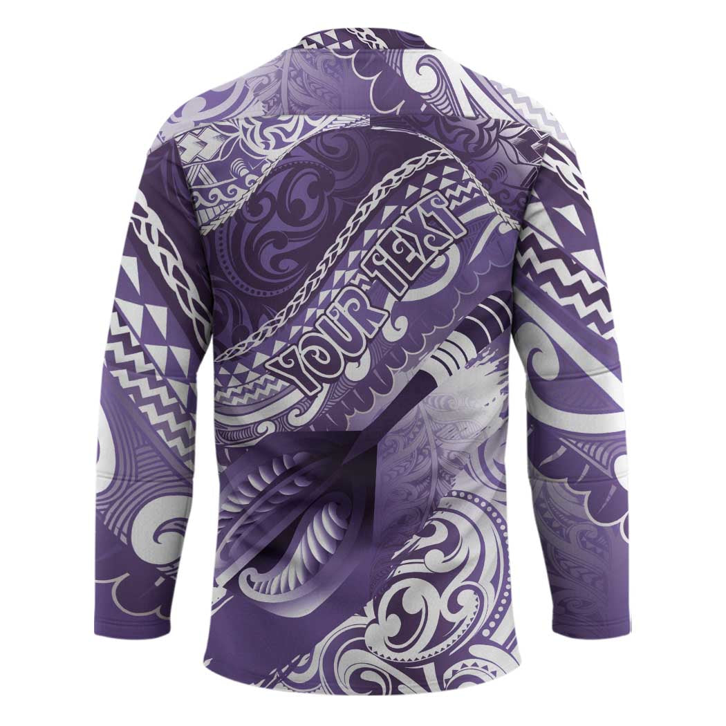 Personalised New Zealand Aotearoa Darts Masters Hockey Jersey Maori Art Tattoo with Tribal Dart Symbol Purple LT03 - Polynesian Pride