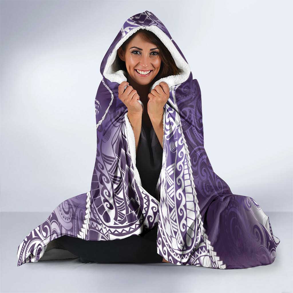 Personalised New Zealand Aotearoa Darts Masters Hooded Blanket Maori Art Tattoo with Tribal Dart Symbol Purple LT03 - Polynesian Pride