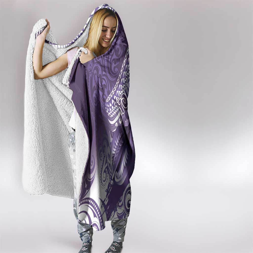 Personalised New Zealand Aotearoa Darts Masters Hooded Blanket Maori Art Tattoo with Tribal Dart Symbol Purple LT03 - Polynesian Pride