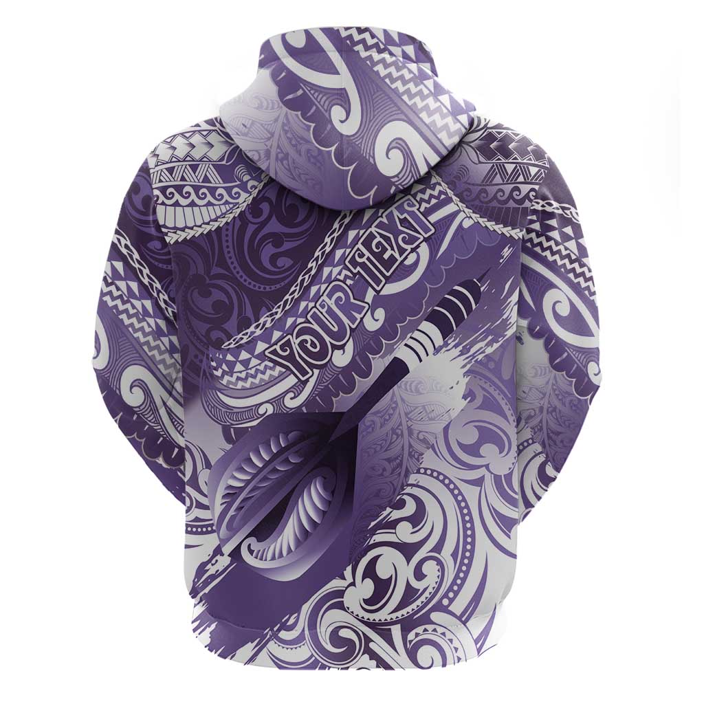 Personalised New Zealand Aotearoa Darts Masters Hoodie Maori Art Tattoo with Tribal Dart Symbol Purple LT03 - Polynesian Pride
