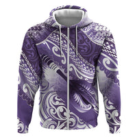 Personalised New Zealand Aotearoa Darts Masters Hoodie Maori Art Tattoo with Tribal Dart Symbol Purple LT03 Zip Hoodie Purple - Polynesian Pride