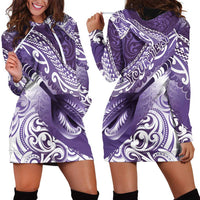 Personalised New Zealand Aotearoa Darts Masters Hoodie Dress Maori Art Tattoo with Tribal Dart Symbol Purple LT03 - Polynesian Pride