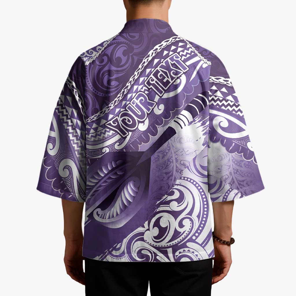 Personalised New Zealand Aotearoa Darts Masters Kimono Maori Art Tattoo with Tribal Dart Symbol Purple LT03 - Polynesian Pride