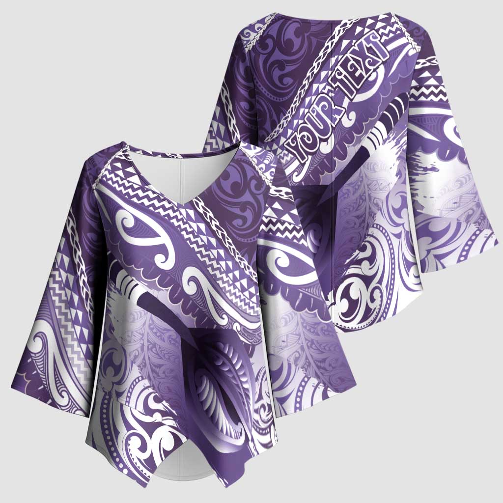 Personalised New Zealand Aotearoa Darts Masters Kimono Sleeve Blouse Maori Art Tattoo with Tribal Dart Symbol Purple LT03 - Polynesian Pride