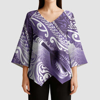 Personalised New Zealand Aotearoa Darts Masters Kimono Sleeve Blouse Maori Art Tattoo with Tribal Dart Symbol Purple LT03 - Polynesian Pride
