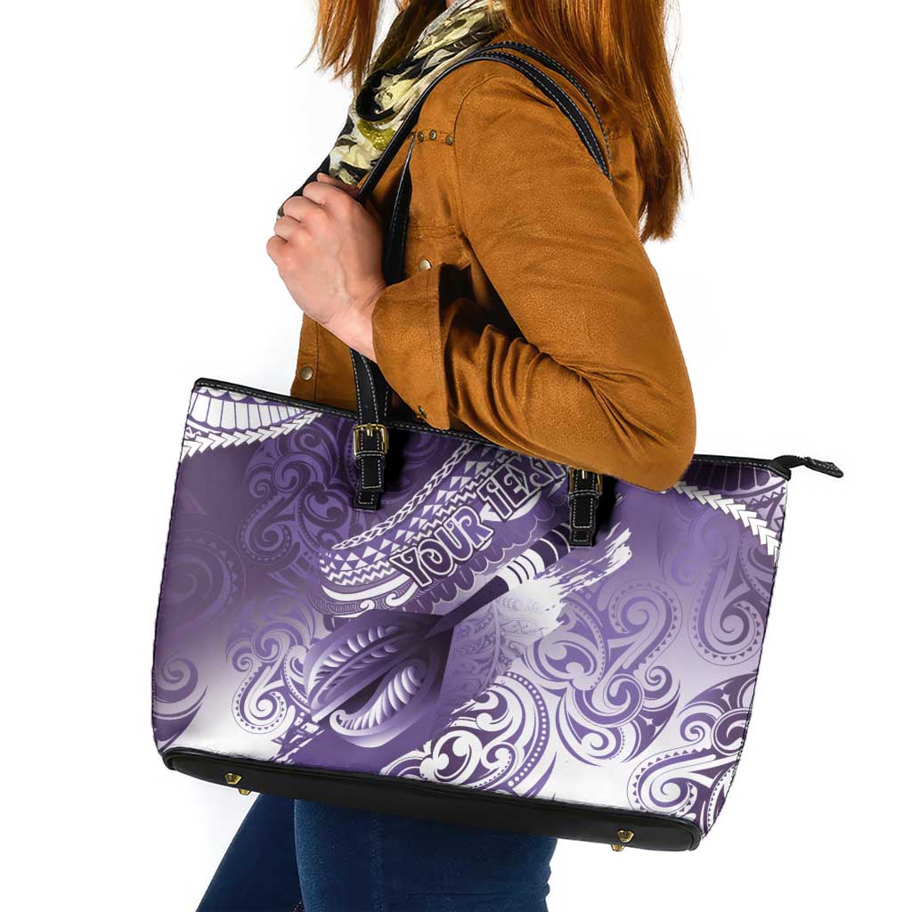 Personalised New Zealand Aotearoa Darts Masters Leather Tote Bag Maori Art Tattoo with Tribal Dart Symbol Purple LT03 Purple - Polynesian Pride
