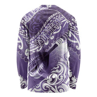 Personalised New Zealand Aotearoa Darts Masters Long Sleeve Shirt Maori Art Tattoo with Tribal Dart Symbol Purple LT03 - Polynesian Pride