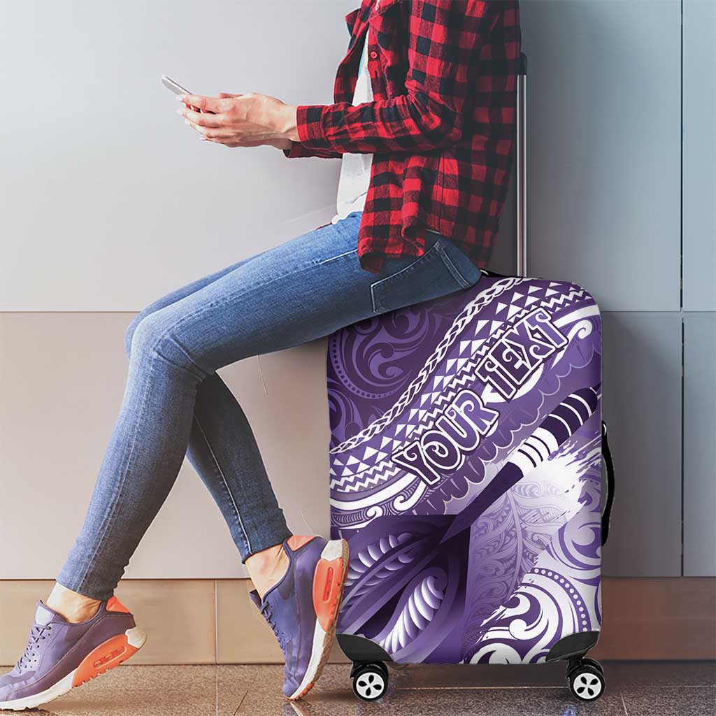 Personalised New Zealand Aotearoa Darts Masters Luggage Cover Maori Art Tattoo with Tribal Dart Symbol Purple LT03 - Polynesian Pride