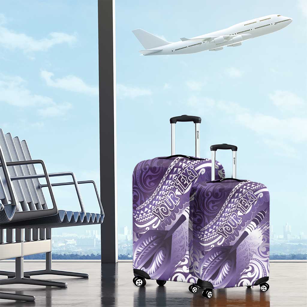 Personalised New Zealand Aotearoa Darts Masters Luggage Cover Maori Art Tattoo with Tribal Dart Symbol Purple LT03 - Polynesian Pride