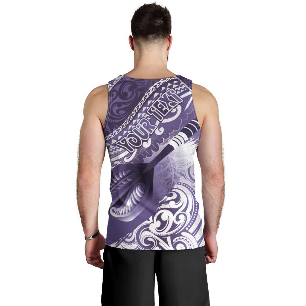 Personalised New Zealand Aotearoa Darts Masters Men Tank Top Maori Art Tattoo with Tribal Dart Symbol Purple LT03 - Polynesian Pride