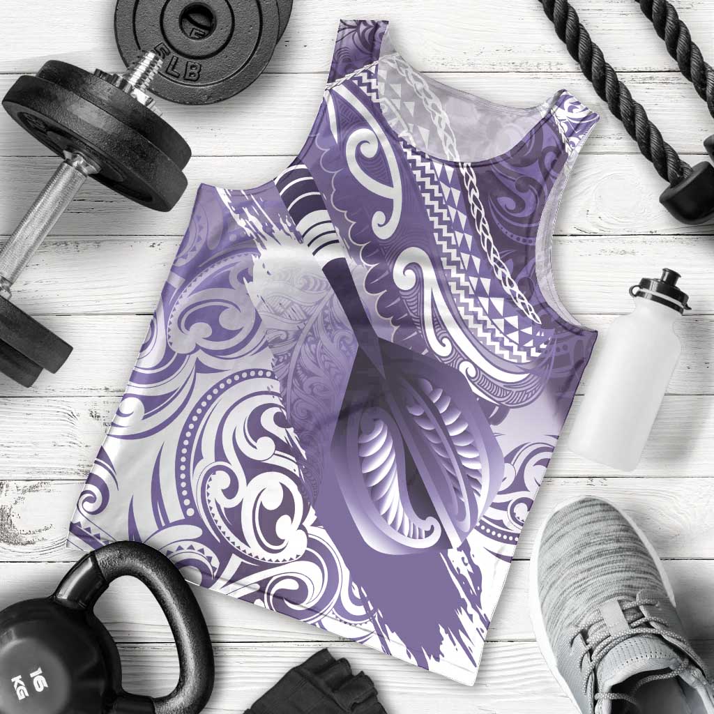 Personalised New Zealand Aotearoa Darts Masters Men Tank Top Maori Art Tattoo with Tribal Dart Symbol Purple LT03 - Polynesian Pride