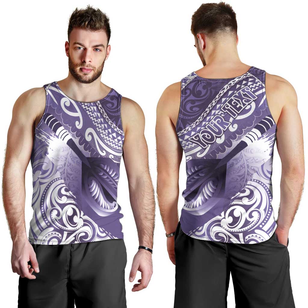 Personalised New Zealand Aotearoa Darts Masters Men Tank Top Maori Art Tattoo with Tribal Dart Symbol Purple LT03 - Polynesian Pride