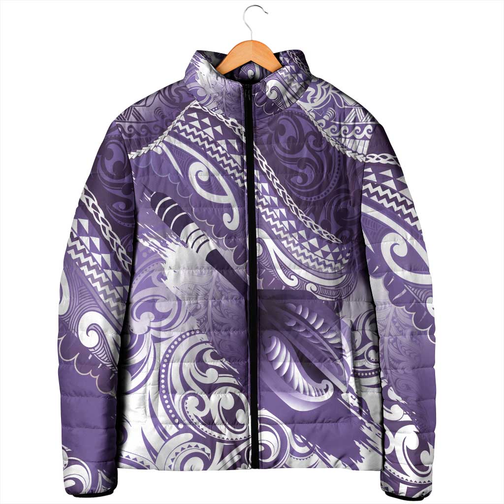 Personalised New Zealand Aotearoa Darts Masters Padded Jacket Maori Art Tattoo with Tribal Dart Symbol Purple LT03 - Polynesian Pride