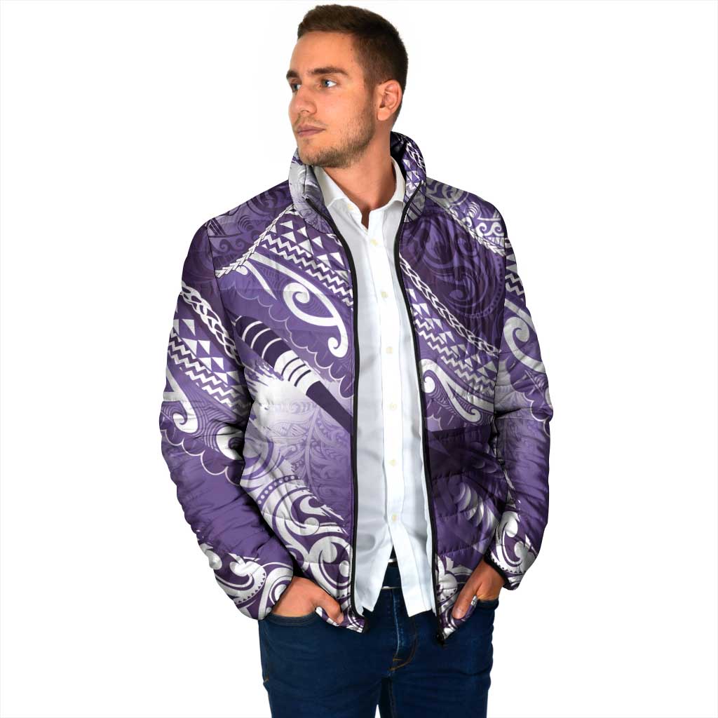 Personalised New Zealand Aotearoa Darts Masters Padded Jacket Maori Art Tattoo with Tribal Dart Symbol Purple LT03 - Polynesian Pride