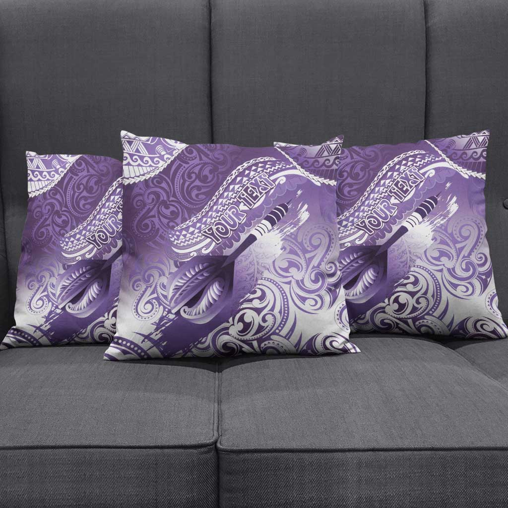Personalised New Zealand Aotearoa Darts Masters Pillow Cover Maori Art Tattoo with Tribal Dart Symbol Purple LT03 - Polynesian Pride