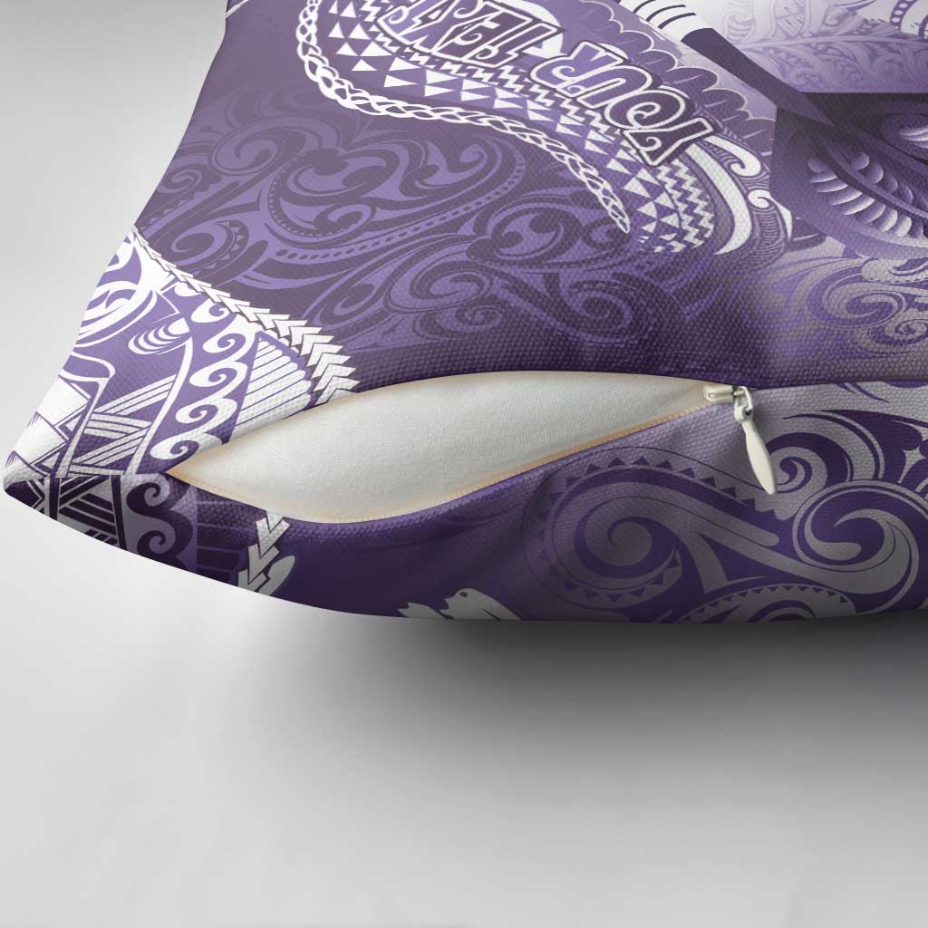 Personalised New Zealand Aotearoa Darts Masters Pillow Cover Maori Art Tattoo with Tribal Dart Symbol Purple LT03 - Polynesian Pride