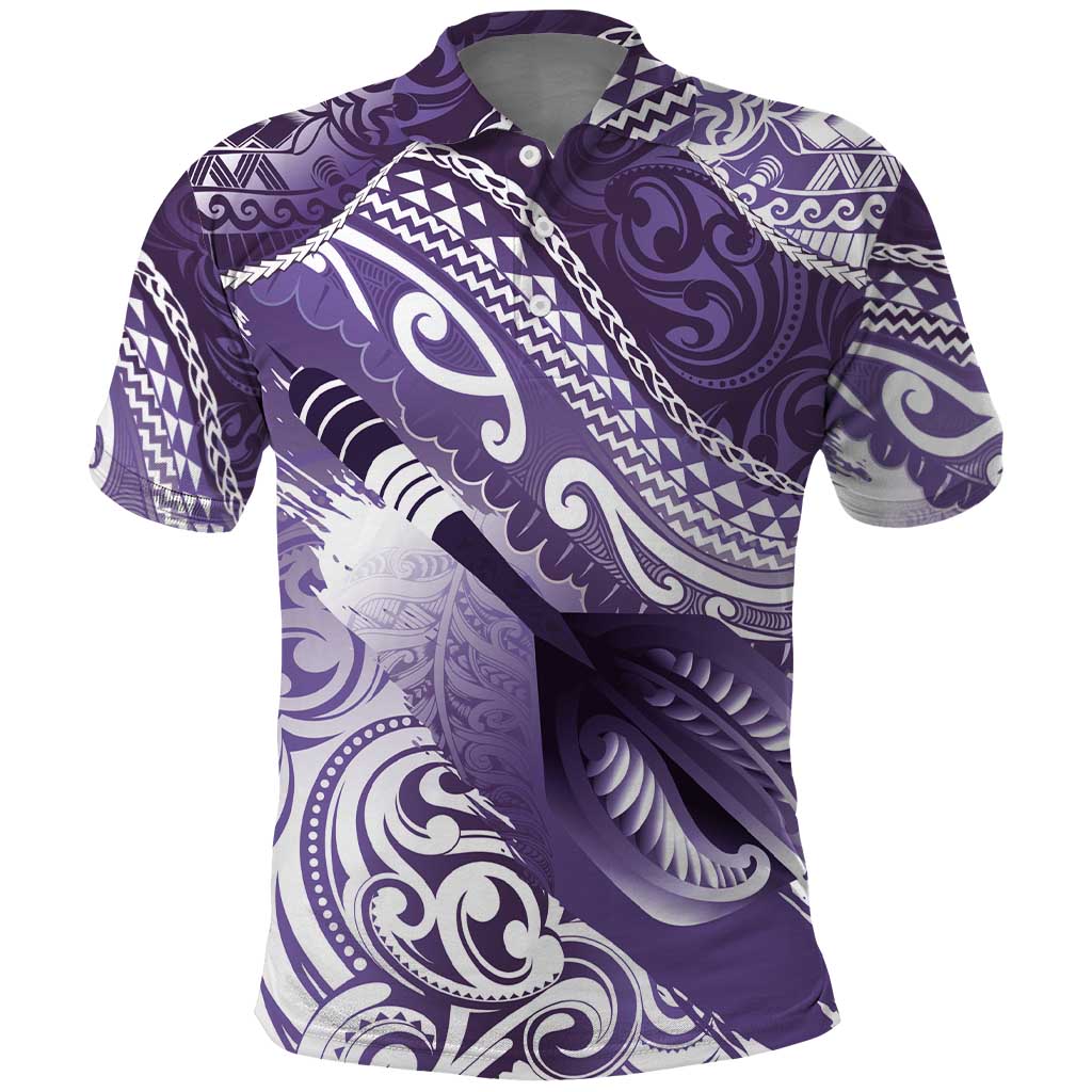 Personalised New Zealand Aotearoa Darts Masters Polo Shirt Maori Art Tattoo with Tribal Dart Symbol Purple - Polynesian Pride