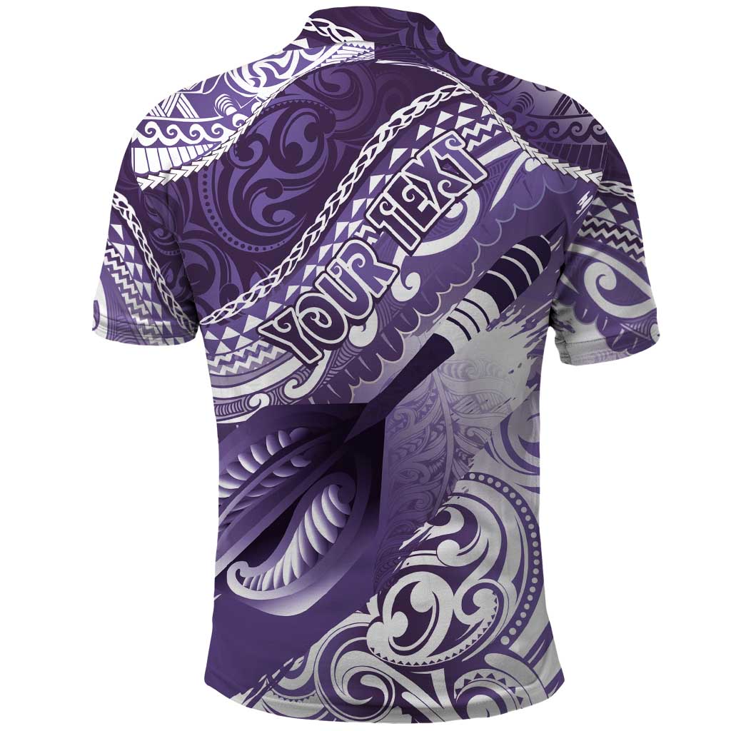 Personalised New Zealand Aotearoa Darts Masters Polo Shirt Maori Art Tattoo with Tribal Dart Symbol Purple LT03 - Polynesian Pride
