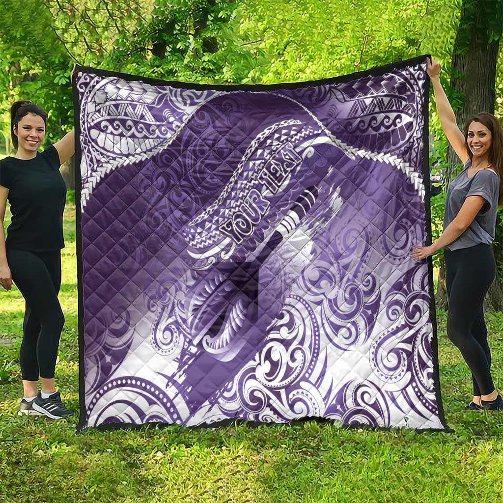Personalised New Zealand Aotearoa Darts Masters Quilt Maori Art Tattoo with Tribal Dart Symbol Purple LT03 - Polynesian Pride