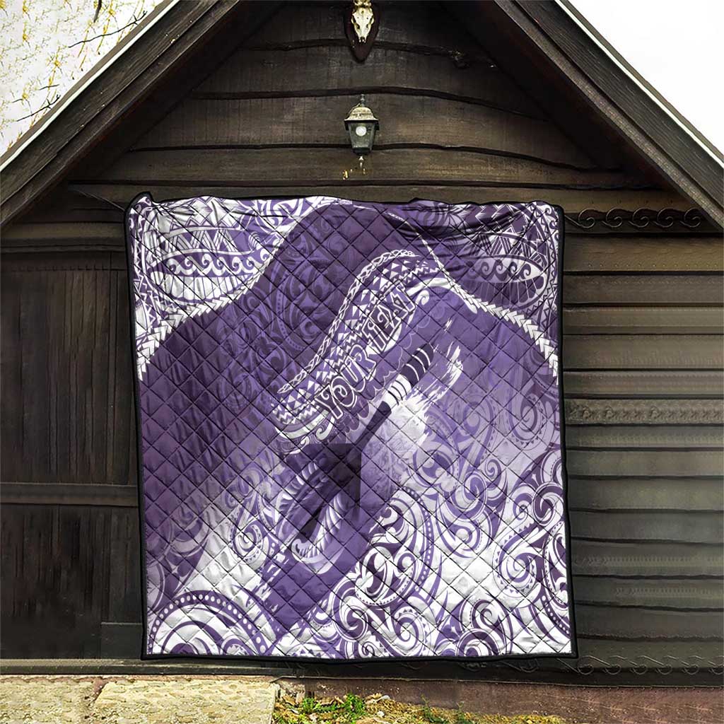 Personalised New Zealand Aotearoa Darts Masters Quilt Maori Art Tattoo with Tribal Dart Symbol Purple LT03 - Polynesian Pride