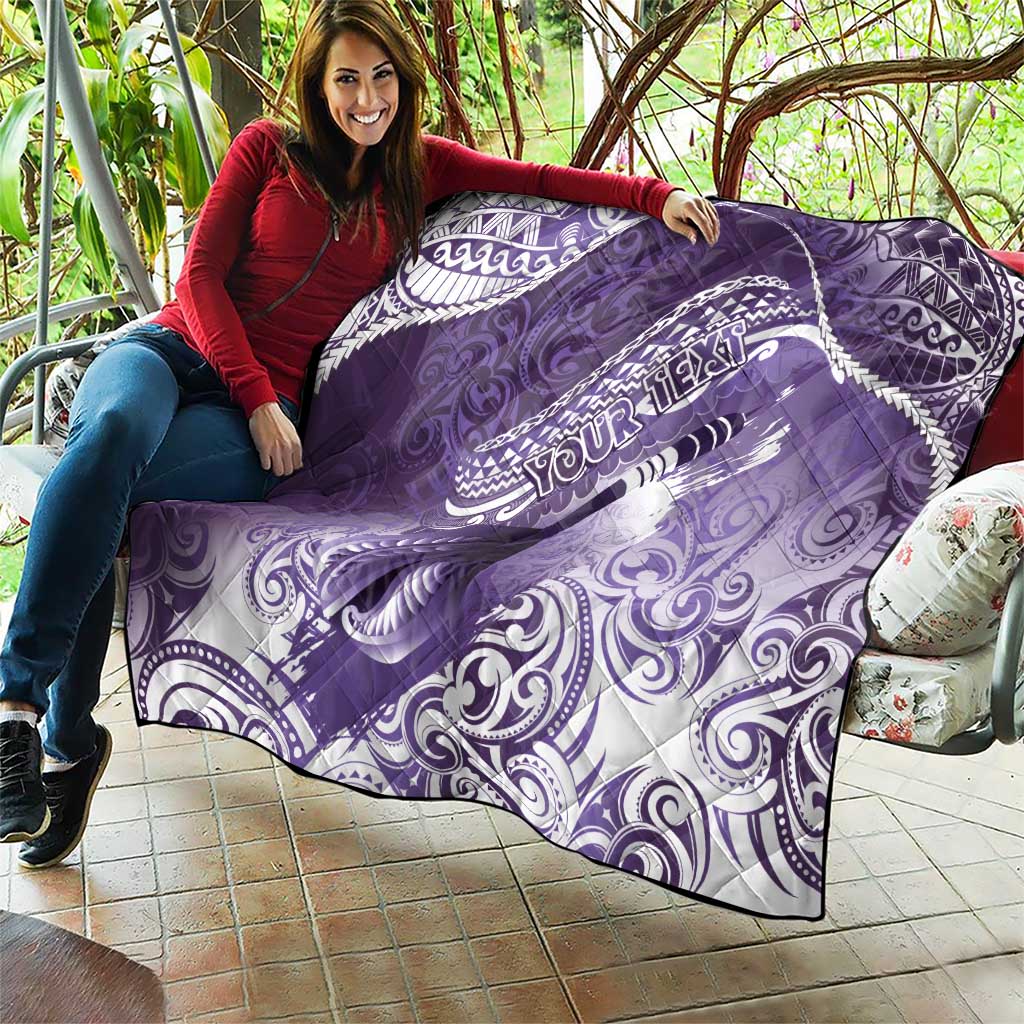 Personalised New Zealand Aotearoa Darts Masters Quilt Maori Art Tattoo with Tribal Dart Symbol Purple LT03 - Polynesian Pride