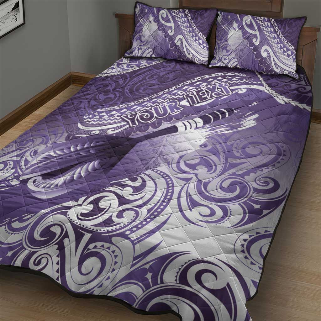 Personalised New Zealand Aotearoa Darts Masters Quilt Bed Set Maori Art Tattoo with Tribal Dart Symbol Purple LT03 - Polynesian Pride