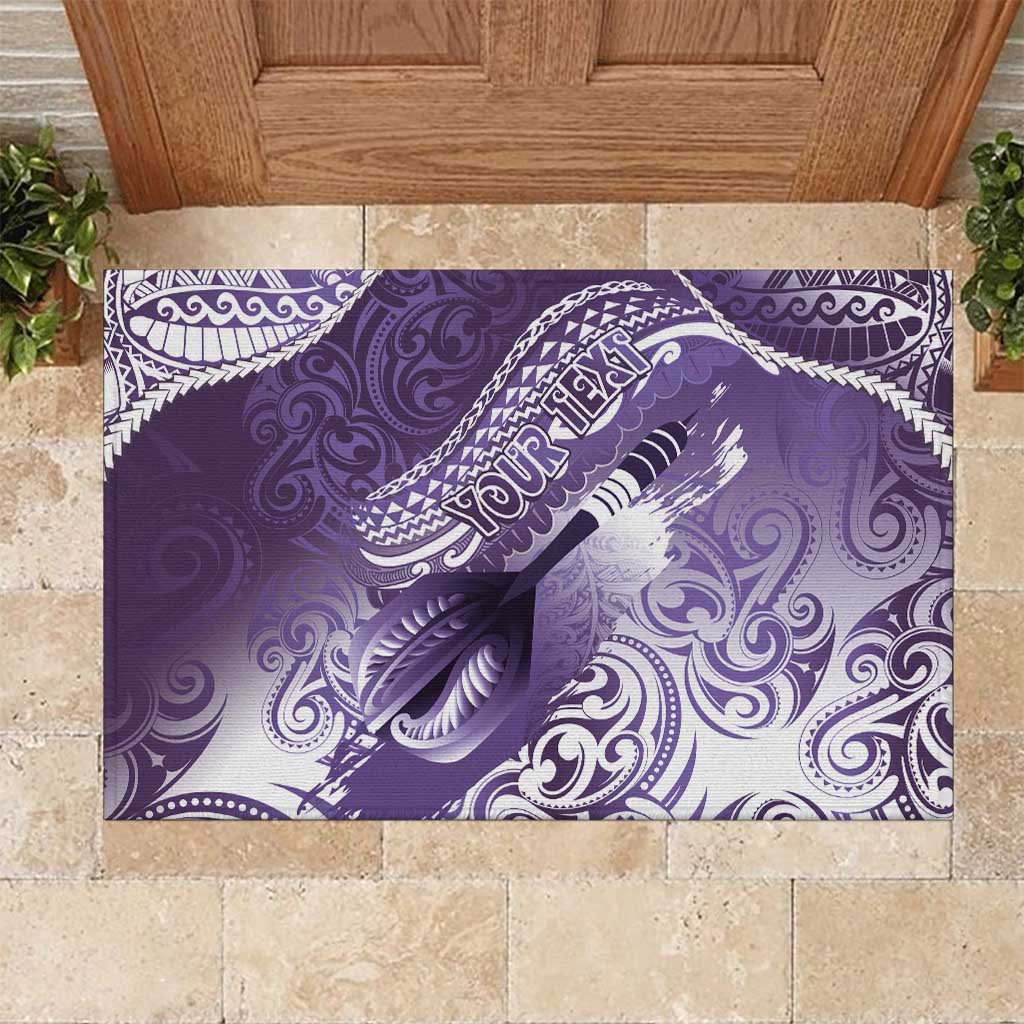 Personalised New Zealand Aotearoa Darts Masters Rubber Doormat Maori Art Tattoo with Tribal Dart Symbol Purple LT03 Purple - Polynesian Pride