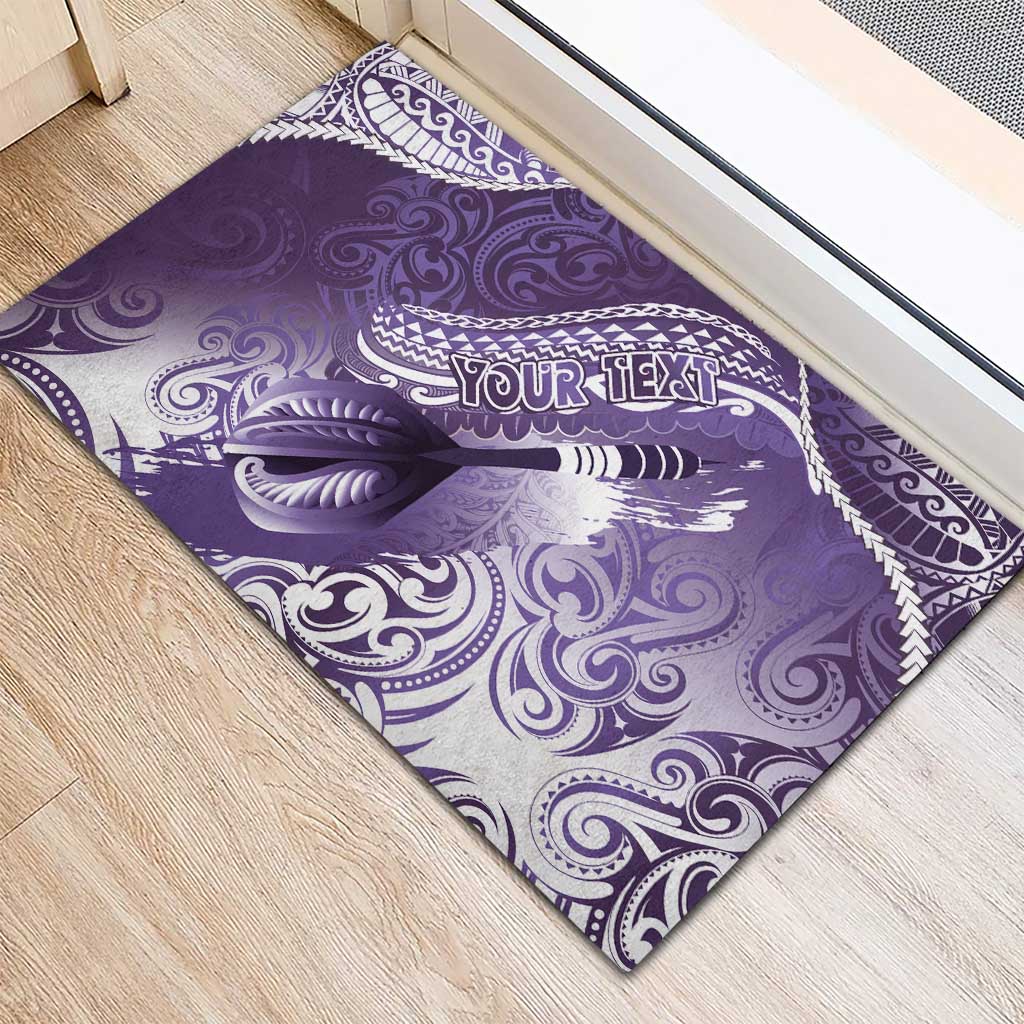 Personalised New Zealand Aotearoa Darts Masters Rubber Doormat Maori Art Tattoo with Tribal Dart Symbol Purple LT03 - Polynesian Pride