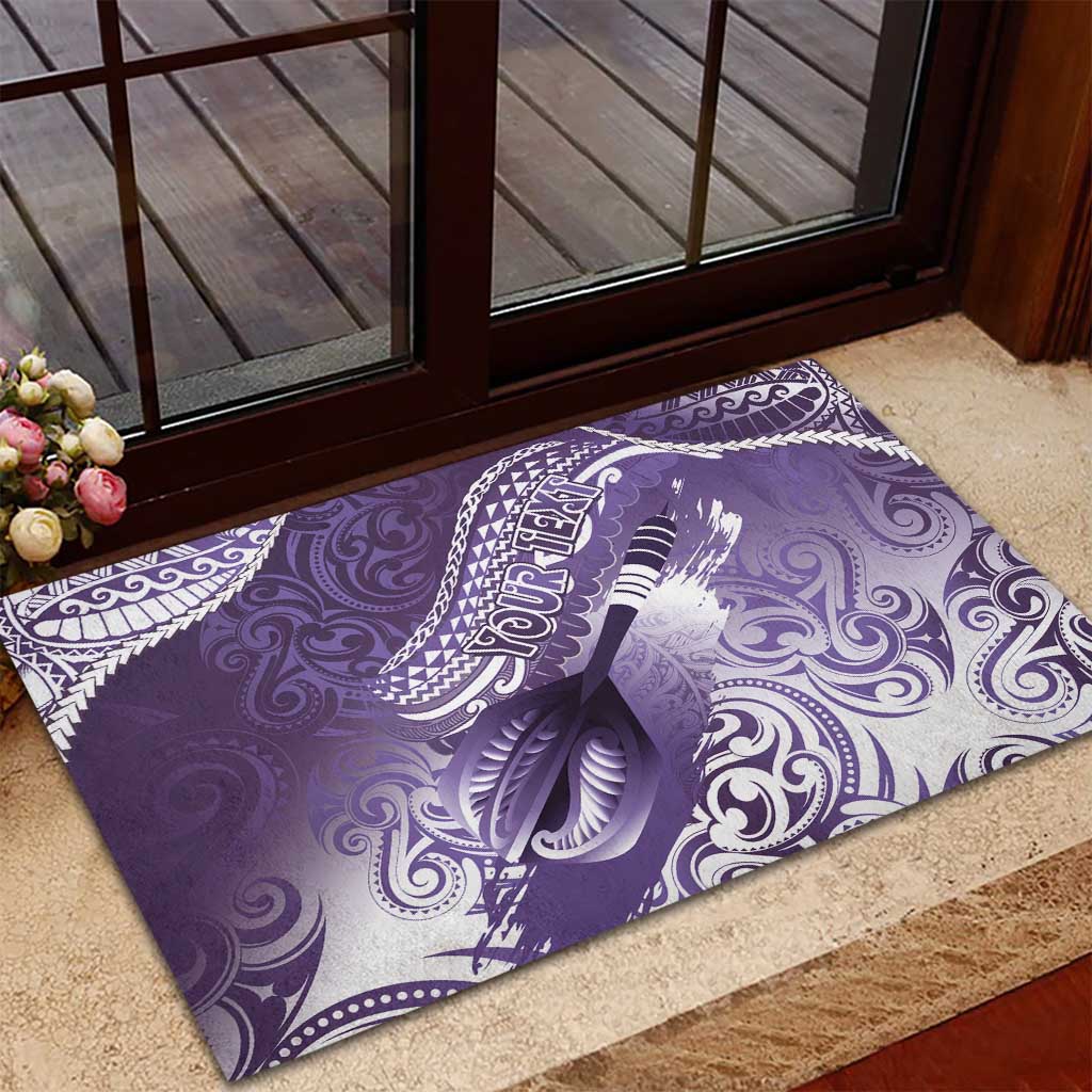 Personalised New Zealand Aotearoa Darts Masters Rubber Doormat Maori Art Tattoo with Tribal Dart Symbol Purple LT03 - Polynesian Pride