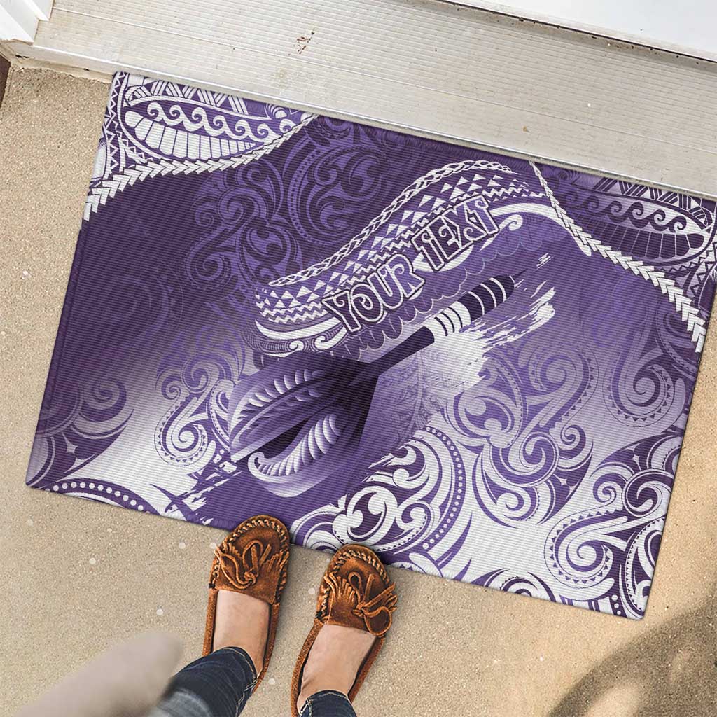 Personalised New Zealand Aotearoa Darts Masters Rubber Doormat Maori Art Tattoo with Tribal Dart Symbol Purple LT03 - Polynesian Pride