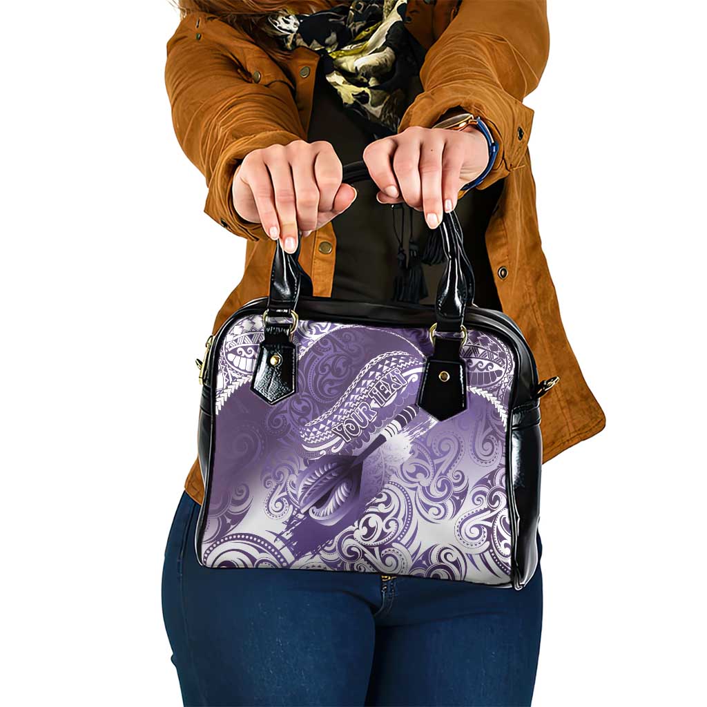 Personalised New Zealand Aotearoa Darts Masters Shoulder Handbag Maori Art Tattoo with Tribal Dart Symbol Purple LT03 One Size Purple - Polynesian Pride