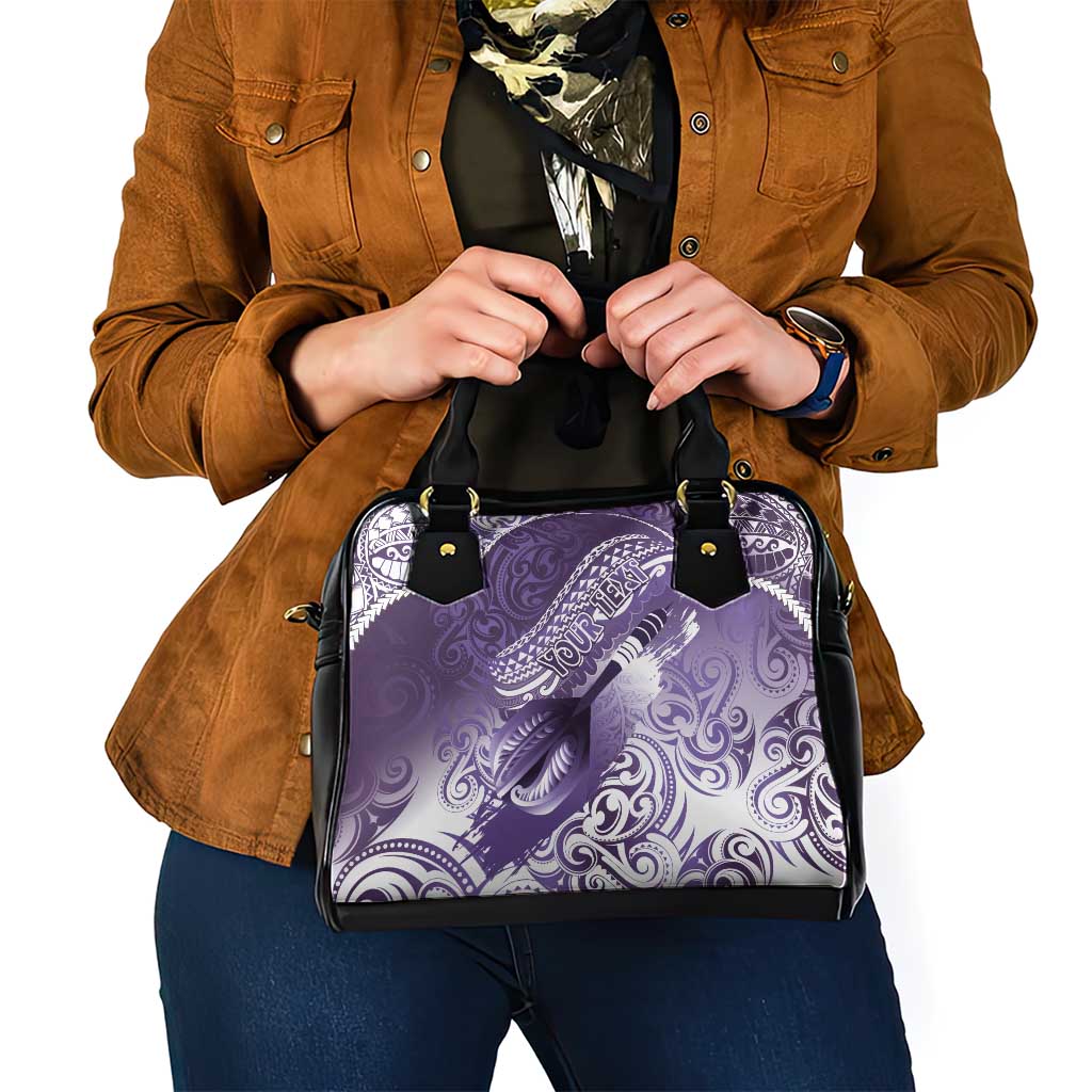 Personalised New Zealand Aotearoa Darts Masters Shoulder Handbag Maori Art Tattoo with Tribal Dart Symbol Purple LT03 - Polynesian Pride