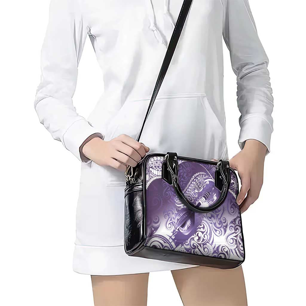 Personalised New Zealand Aotearoa Darts Masters Shoulder Handbag Maori Art Tattoo with Tribal Dart Symbol Purple LT03 - Polynesian Pride