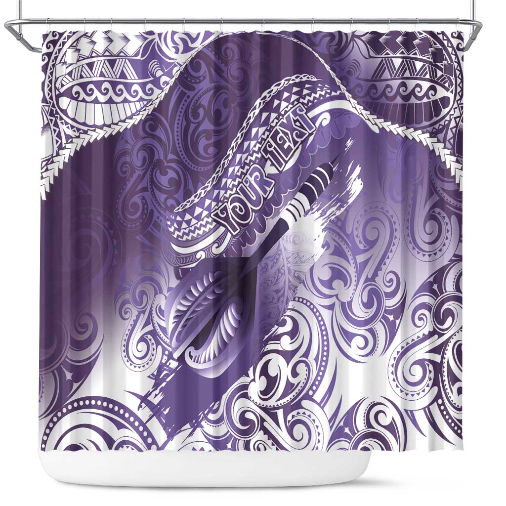 Personalised New Zealand Aotearoa Darts Masters Shower Curtain Maori Art Tattoo with Tribal Dart Symbol Purple - Polynesian Pride