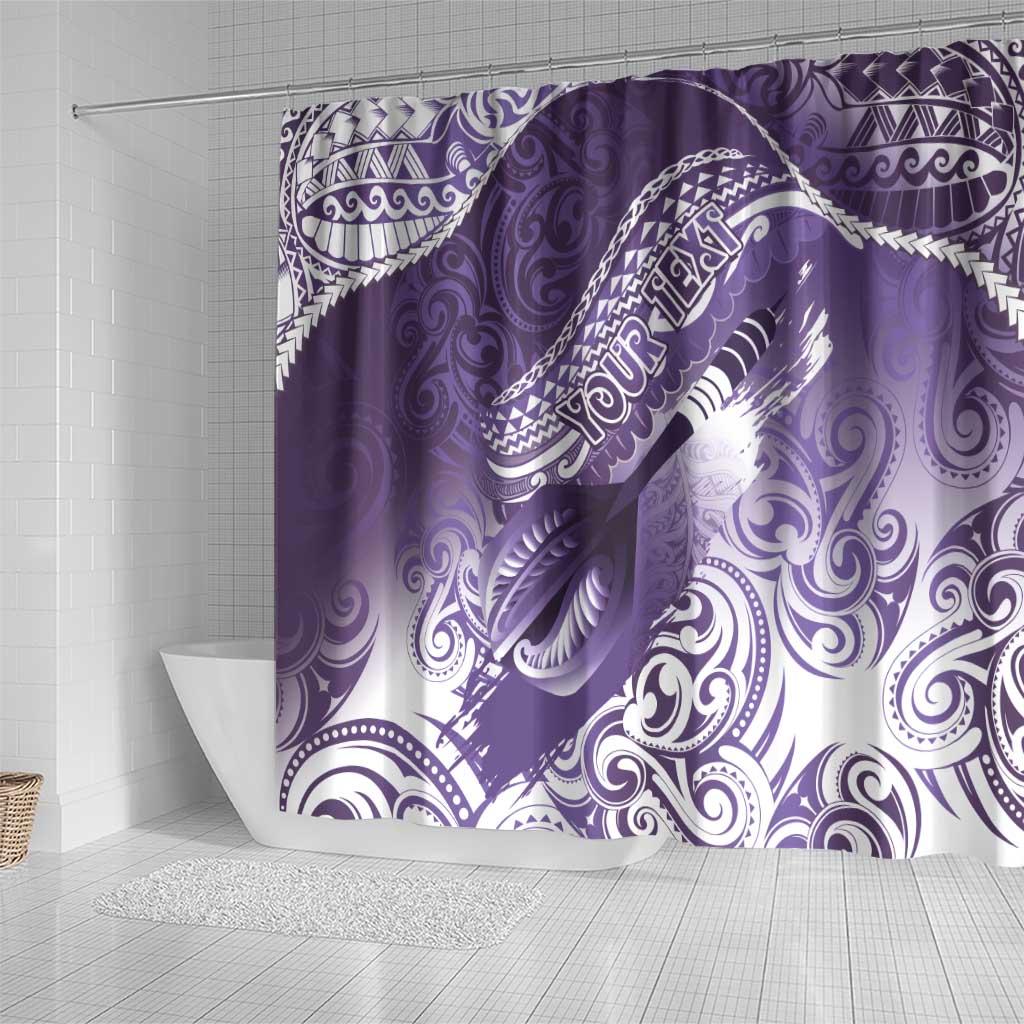 Personalised New Zealand Aotearoa Darts Masters Shower Curtain Maori Art Tattoo with Tribal Dart Symbol Purple LT03 - Polynesian Pride