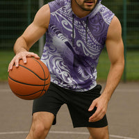 Personalised New Zealand Aotearoa Darts Masters Sleeveless Hoodie Maori Art Tattoo with Tribal Dart Symbol Purple LT03 - Polynesian Pride
