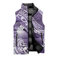 Personalised New Zealand Aotearoa Darts Masters Sleeveless Puffer Jacket Maori Art Tattoo with Tribal Dart Symbol Purple LT03 - Polynesian Pride