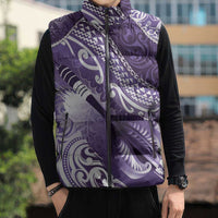 Personalised New Zealand Aotearoa Darts Masters Sleeveless Puffer Jacket Maori Art Tattoo with Tribal Dart Symbol Purple LT03 - Polynesian Pride