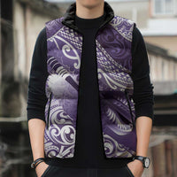 Personalised New Zealand Aotearoa Darts Masters Sleeveless Puffer Jacket Maori Art Tattoo with Tribal Dart Symbol Purple LT03 - Polynesian Pride