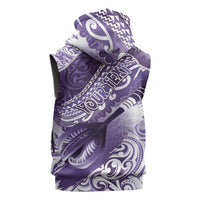 Personalised New Zealand Aotearoa Darts Masters Sleeveless Zip Hoodie Maori Art Tattoo with Tribal Dart Symbol Purple LT03 - Polynesian Pride